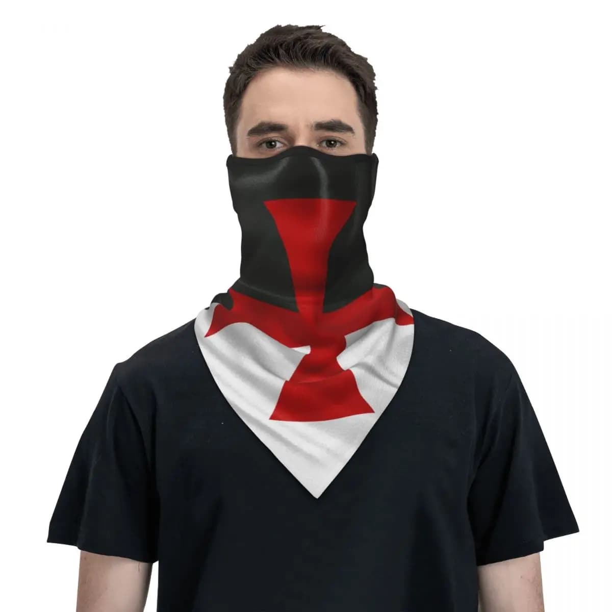 Flag Of Knights Templar Bandana Neck Gaiter Windproof Face Mask Scarf Cover Men Medieval Crusades Cross Headwear Tube Balaclava