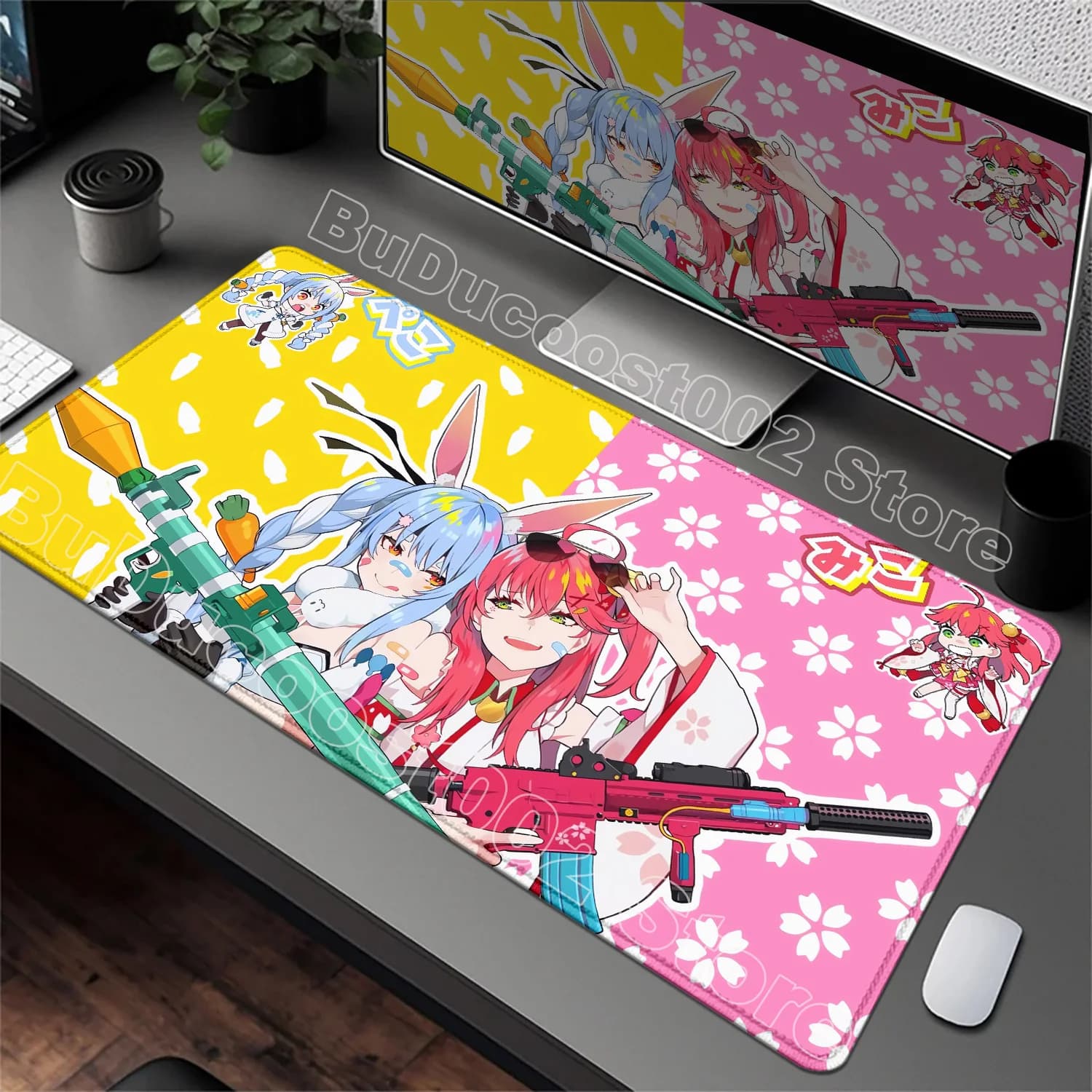 Bellissimo tappetino per mouse da gioco Hololive di grandi dimensioni Usada Pekora Gamer Laptop Mouse Mat PC Office Mausepad XXL Tappetino per tastiera Desk Pad