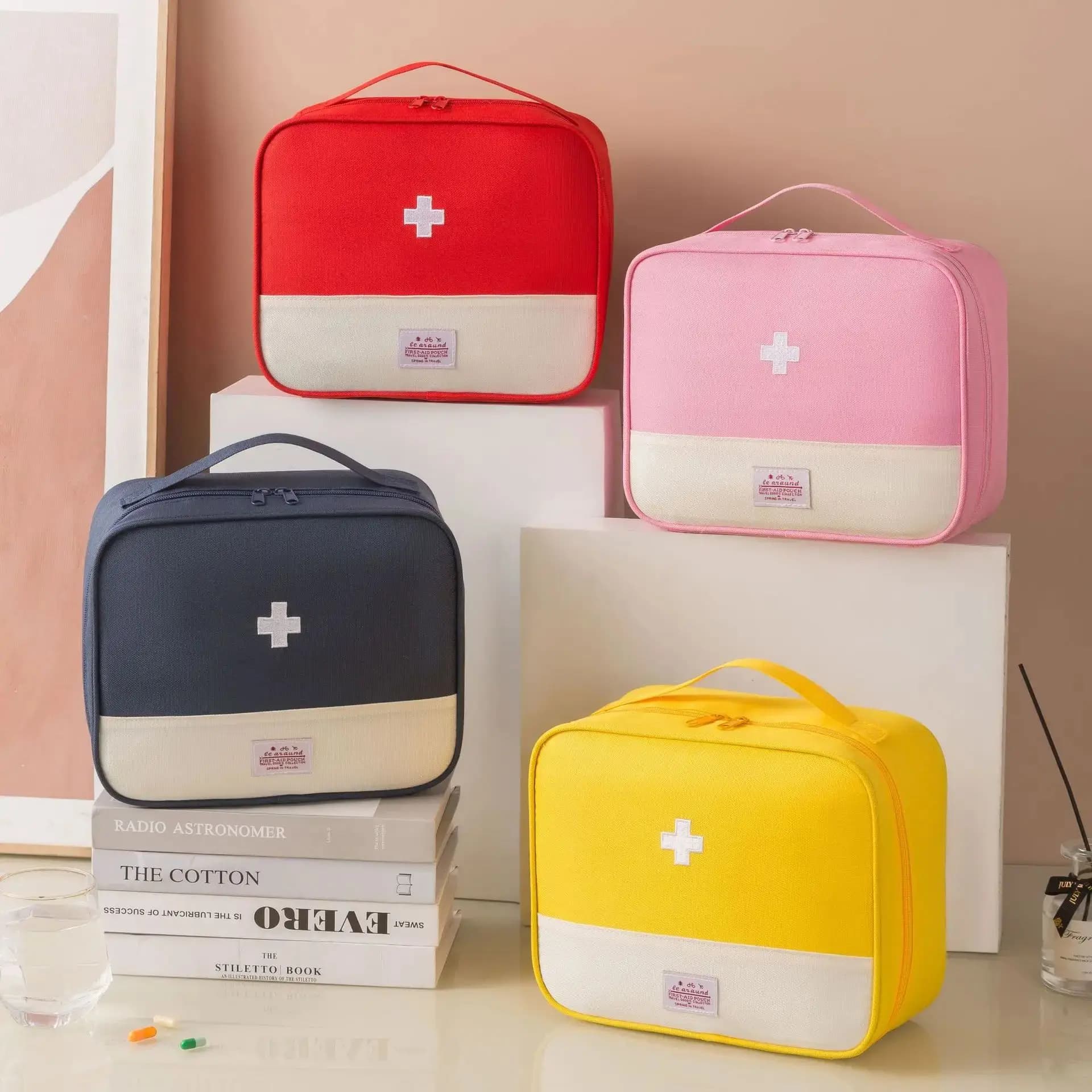 3PC Portable Medicine Bag Large Capacity Travel Medical Home Storage Outdoor First Aid Kit Set