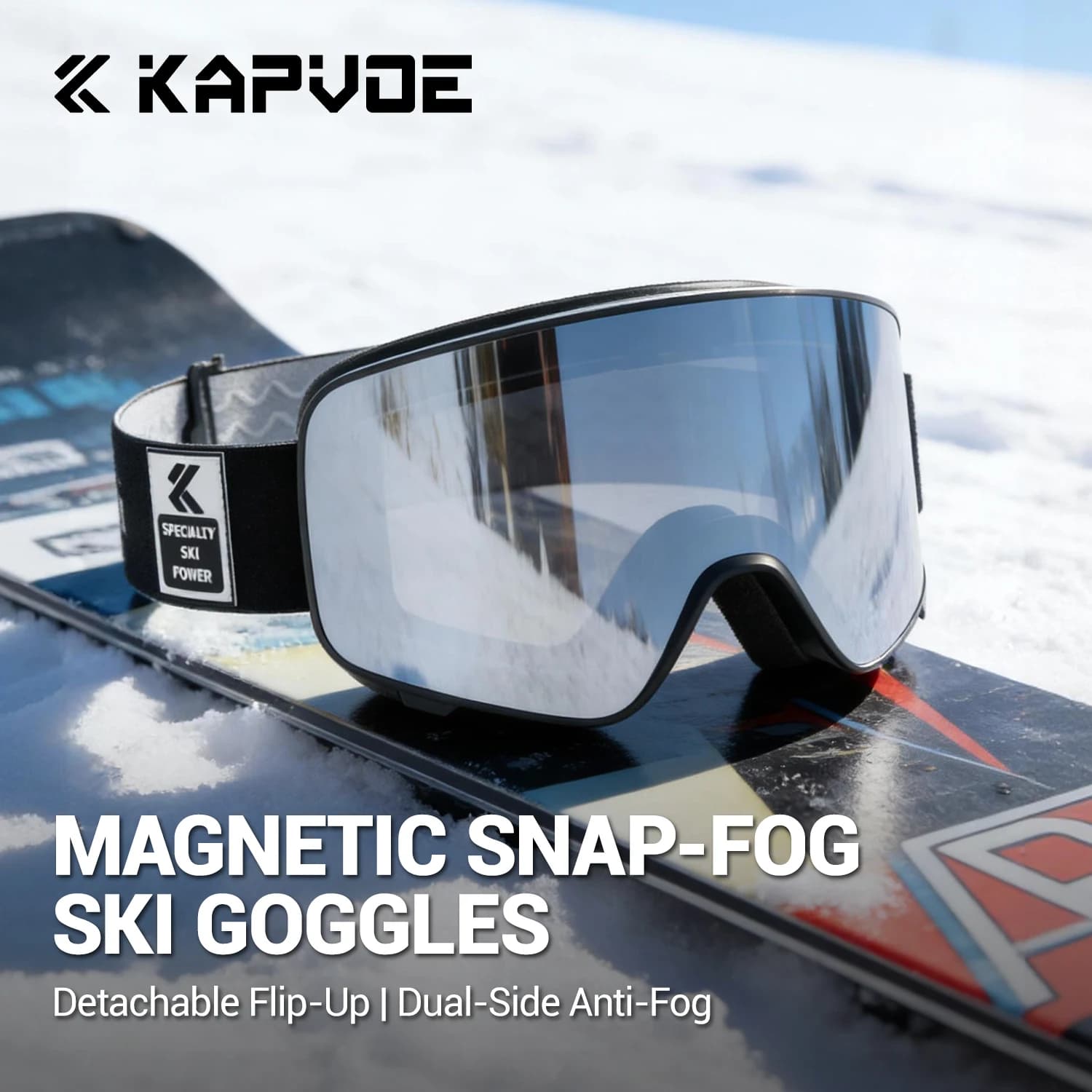 KAPVOE Flip-Up Anti-fog Photochromic Skiing Goggles Anti-ghosting Ski Goggles Outdoor Sports Magnetic Winter Snowboard Equipment