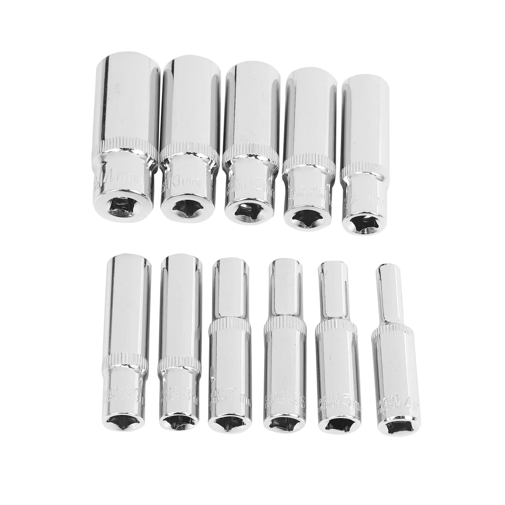 ABWR-22 Pcs 1/4 Inch Drive Deep Socket Set CRV Hand Tools 6 Point Long Socket Hex Repair Tool