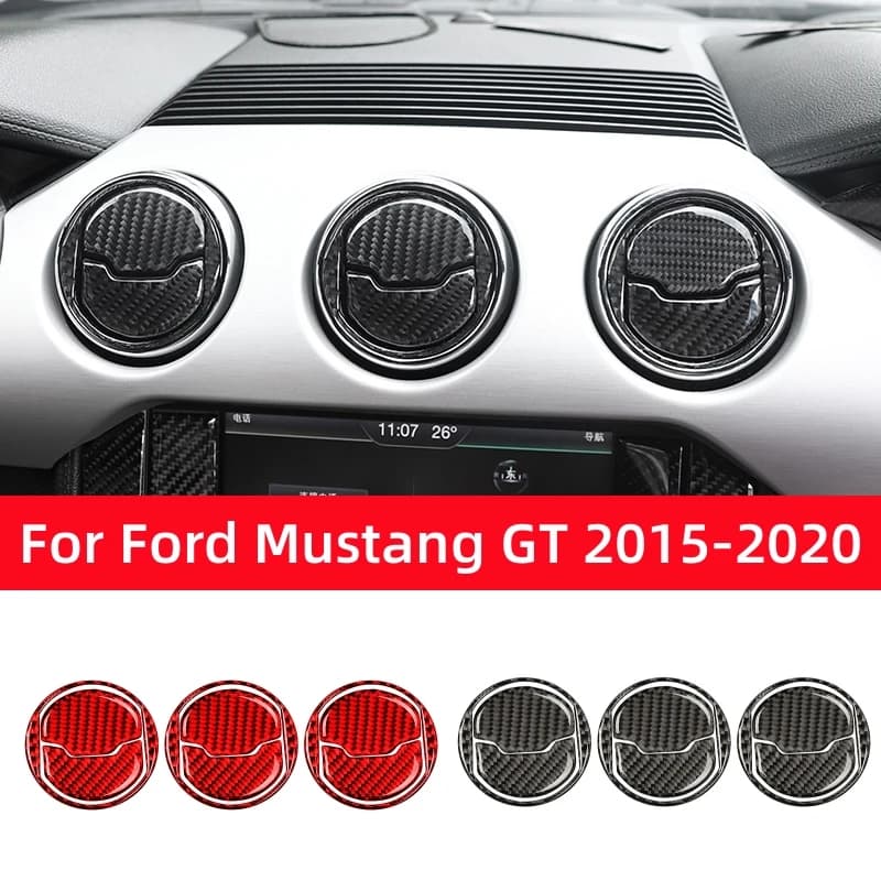Per Ford Mustang GT 2015-2021 Accessori Auto In Fibra di Carbonio Cruscotto Centrale Aria Condizionata Uscita Vent Decorazione Copertura Trim
