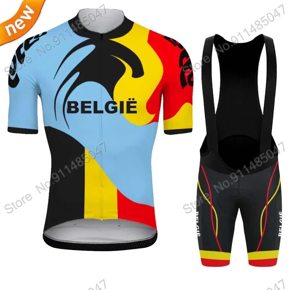 Cycling jersey 2024 Belgian national set Lotto men's clothing road bike Cozok shirts cycling suit shorts with MTB straps Wear Maillot