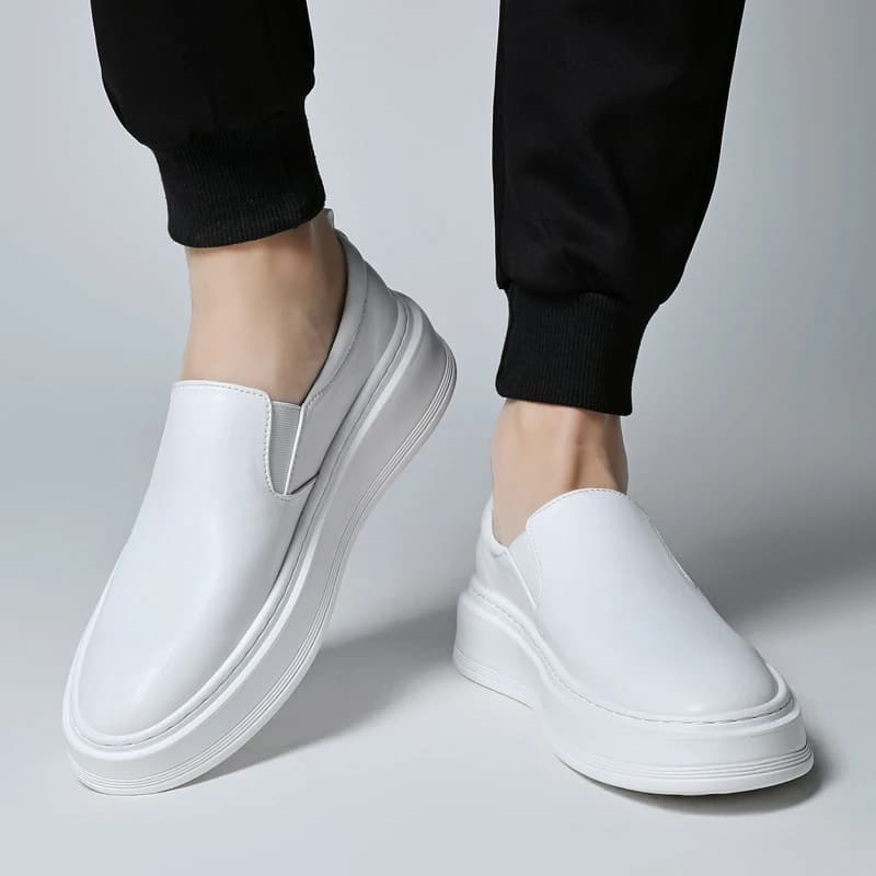 Mocassini da uomo con suola spessa quattro stagioni Lussuosi semplici e confortevoli Scarpe pigre casual da lavoro traspiranti che aumentano l'altezza
