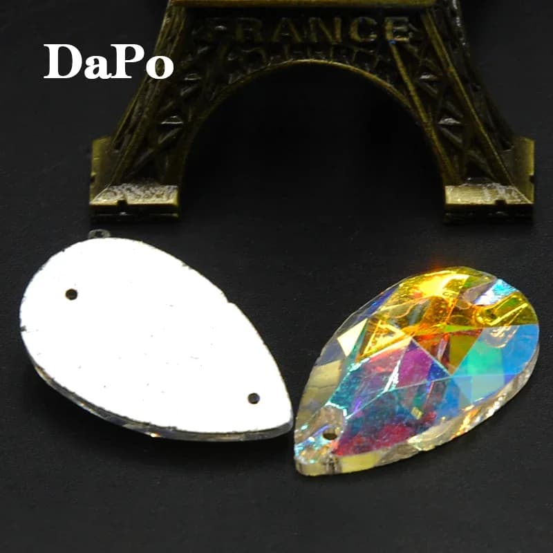 Nuovo 28 pz 7x12,10.5x18,13x22,16x25,17x28,22x38mm Lacrima di Cristallo AB Cucire su Strass di Vetro per Accessori di Abbigliamento