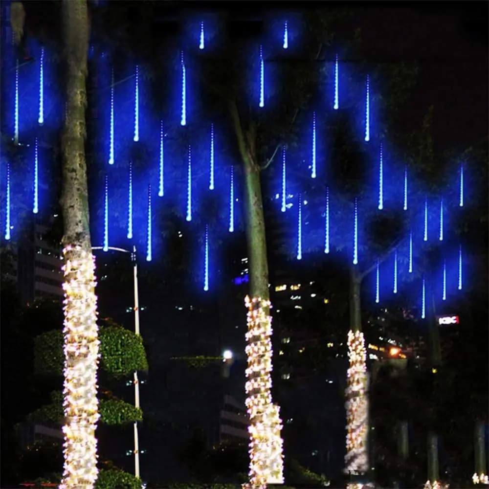 Lampada da pioggia che cade Lampade da pioggia di meteoriti Luce natalizia 30 cm 8 tubi di luce della stringa del ghiacciolo per alberi di Natale Matrimonio delle vacanze di Halloween