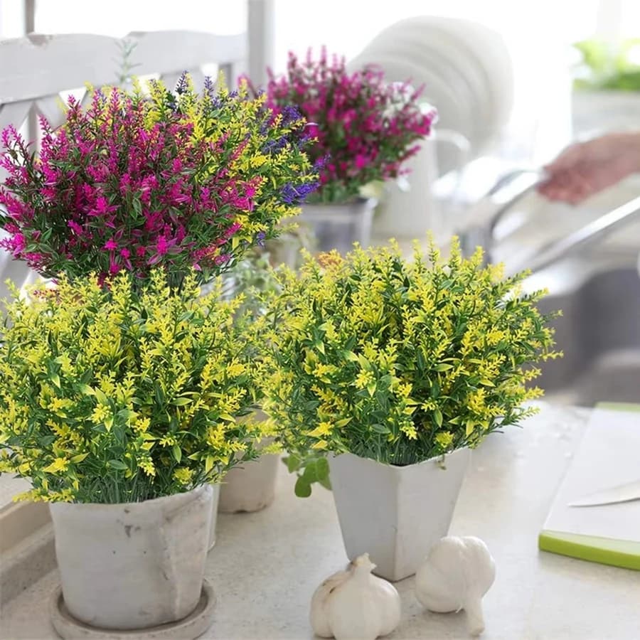 6 pezzi di piante artificiali di lavanda bouquet da sposa casa stanza ornamento giardino esterno cortile festival arredamento regalo fai da te prodotto decorativo