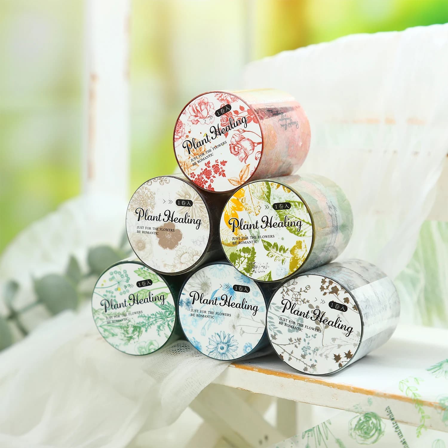 Vintage Floral Plant Washi Tape Set Transparent PET Botanical Tape For Journal Scrapbooking Planner DIY Decor Crafts