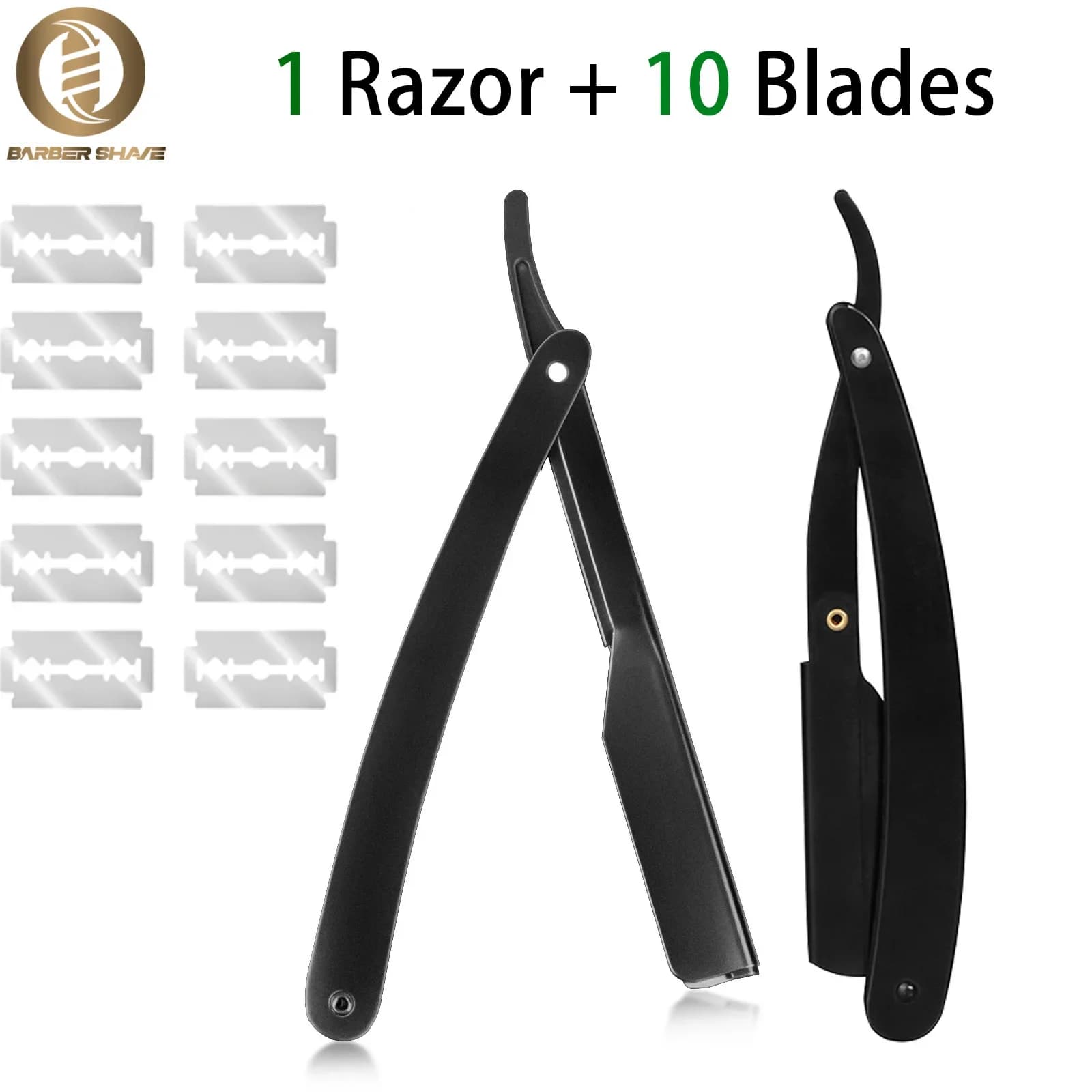 1 razor + 10 double edge blades Professional razor set Stainless steel barber shaver folding razor for men Barber tools