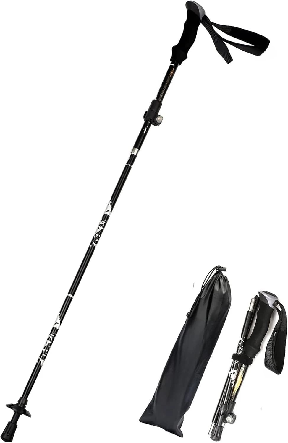 Aluminum Collapsible Ultralight Trekking Hiking Pole Adjustable Walking Stick For Mountaineering Backpacking Camping Travel Climbing Outdoor Sports Men Women Fits Height 5'3" - 6'2"