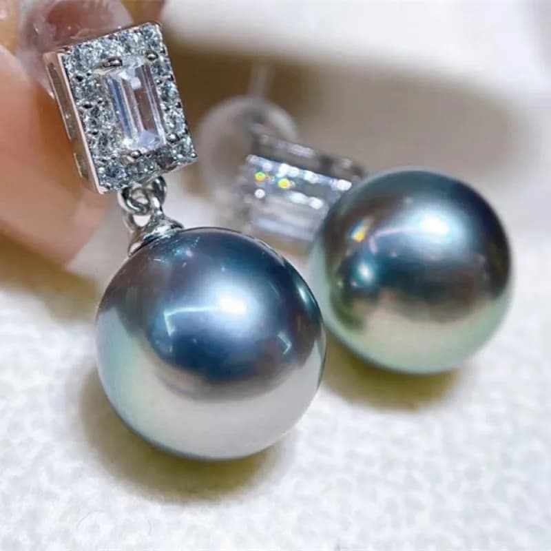 Gorgeous AAA+ 14mm Real Natural South Sea Gray Shell Pearl Earring earrings for women silver 925 jewelry