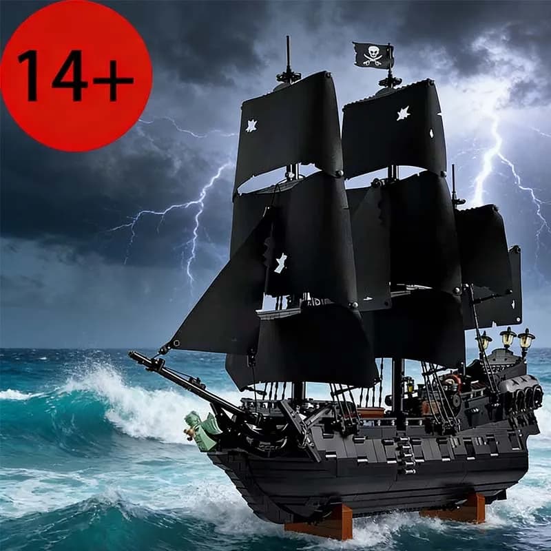 Nuovo Kit di Costruzione Nave Pirata Nera 2862 Pezzi, Modello di Barca a Vela, Set Educativo per Bambini, Regalo di Compleanno per Ragazzi