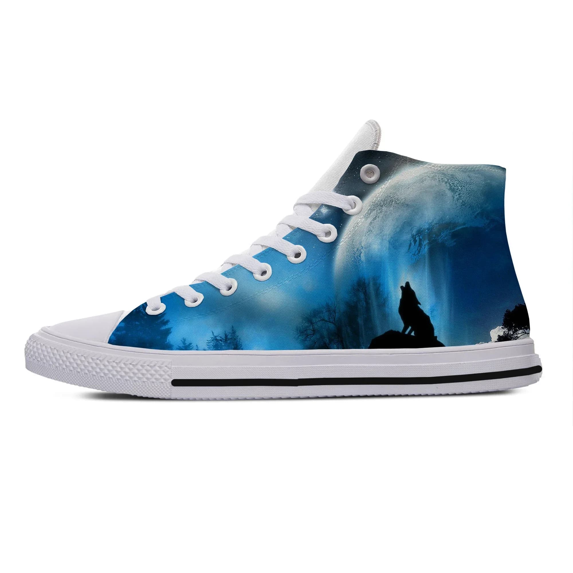 Hot Starry Wolf Unisex Fashion Casual Lightweight High Top Board Shoes Breathable Comfortable Canvas Shoes Fashion Cool Sneakers