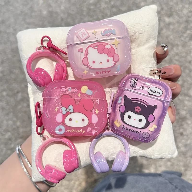 Custodia Protettiva per Auricolari Wireless Bluetooth con Pendente a Tema Hello Kitty per Airpods 4 Pro 2 1 2 3 Pro3