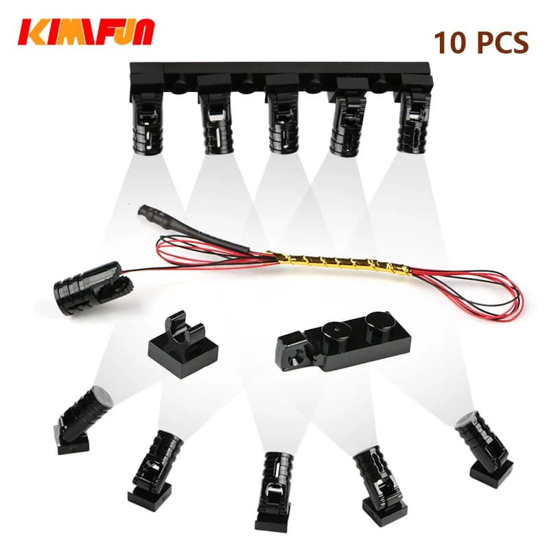 10 pz Terminale Led Faro MOC Lampada Da Tavolo Luce Multifunzionale FAI DA TE Faretto Nero Building Block 1219