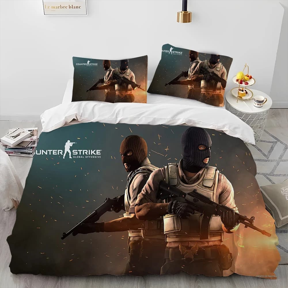 CS GO,Game Gamer,Counter Strike Comforter Bedding Set, copripiumino Set copripiumino federa, king Queen Size Bedding Set Kid