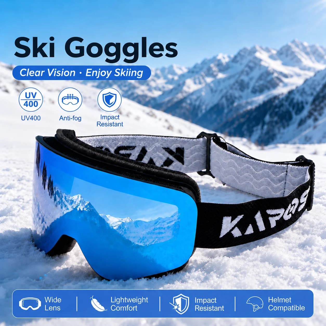 Karos Ski Goggles Double Layer Anti-Fog Snowboard Glasses UV400 Protection Lightweight Outdoor Sports Eyewear for Winter Snow
