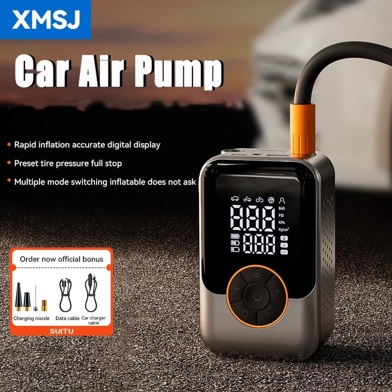 XMSJ Mini pompa d'aria wireless portatile Manometro digitale Compressore d'aria ricaricabile USB per auto Moto Bici Palle