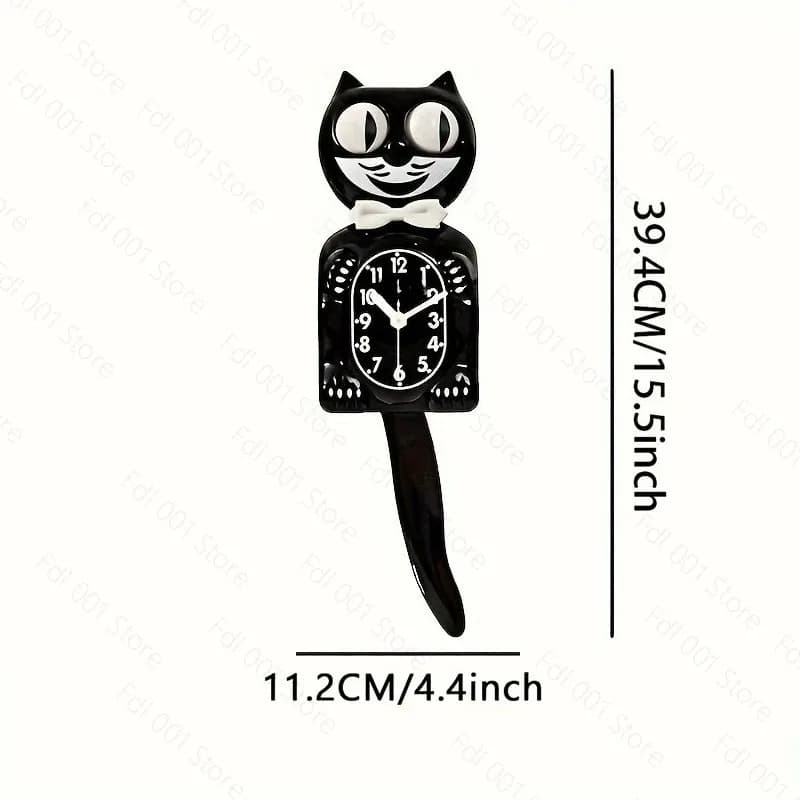 Wall Cartoon Tail Swinging Wall Clock Cute Cat Personality Home Living Room Quartz Clock