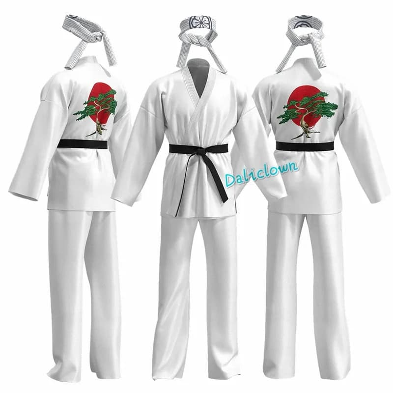 lHalloween Cosplayl Karate Kid Cobra Kai Costume Bambini Uomini Donne Kimono Tory Nichols Daniel LaRusso Cosplay Uniforme Fascia Hall