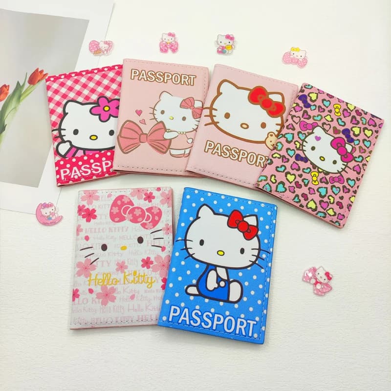 Bella copertina per passaporto Hello Kitty Porta carte di credito Porta biglietti da visita da donna in pelle PU Sanrio Porta passaporto da donna regalo