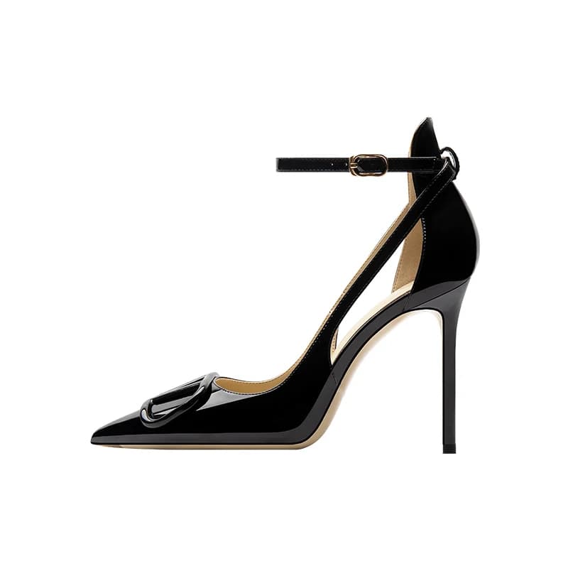 women fashion high heeled sandals with V buckle pointed toe summer shoes sexy sandal with anke strap