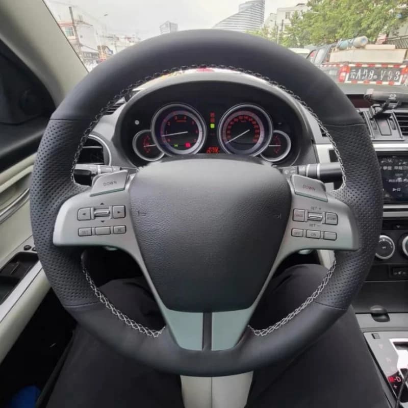 Coprivolante per auto fai da te ecopelle traspirante nero per Mazda 3 Mazda 6 2009 accessori per copertura intrecciata per volante