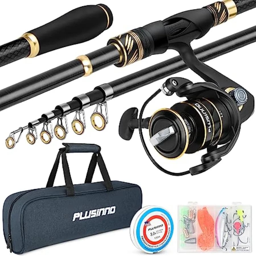 Canna da Pesca Telescopica e Mulinello Combo, Canna Pieghevole Portatile con Mulinello Spinning, Leggera in Lega di Alluminio