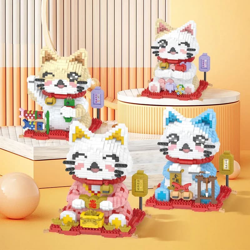 Regali di Capodanno Bellissimo cartone animato Micro Diamond Block Fortuna Lucky Cat Building Brick Assemblare Nanobricks Giocattoli educativi per i regali