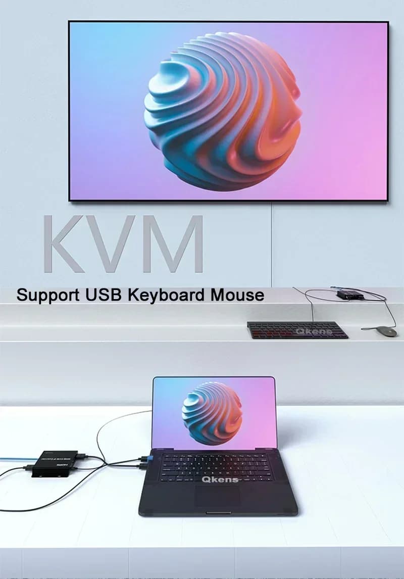 Extender HDMI KVM IP da 300m su Cavo RJ45 Cat6, Extender Ethernet USB KVM da 150m, Trasmettitore e Ricevitore Video HD IP da 300m