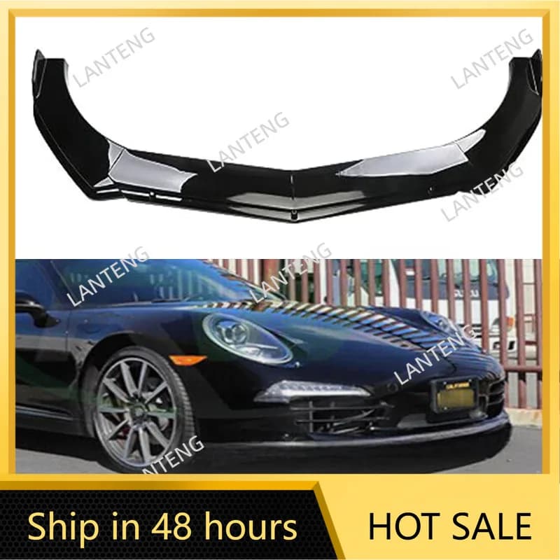 Front Bumper Splitter Lip For P0rsche 991 Truck Car Spoiler Diffuser Deflector Bumper Cover Body Kit Trims Protector Black