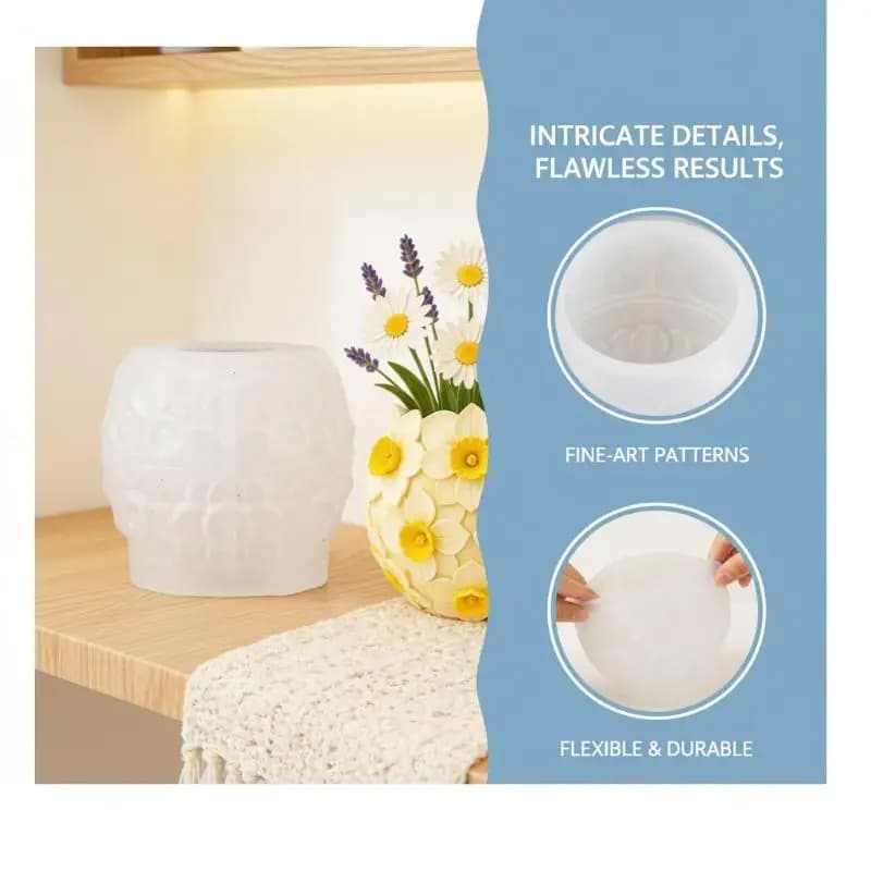 DIY Handmade Narcissus Flower Pot 3D Silicone Mold for Scented Candle Jar Creative Table Decor and Party Gift Projects