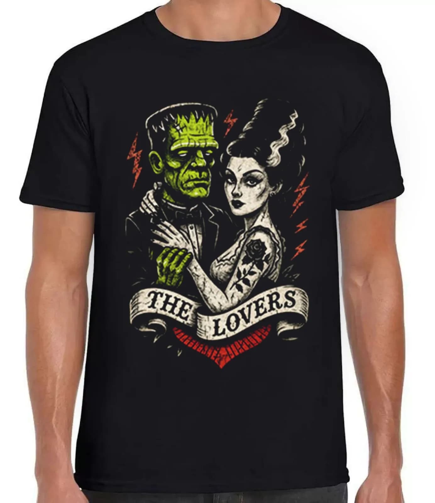 Monster Bride Horror Gothic Lovers Frankenstein Tarot Cards Maglietta nera 486