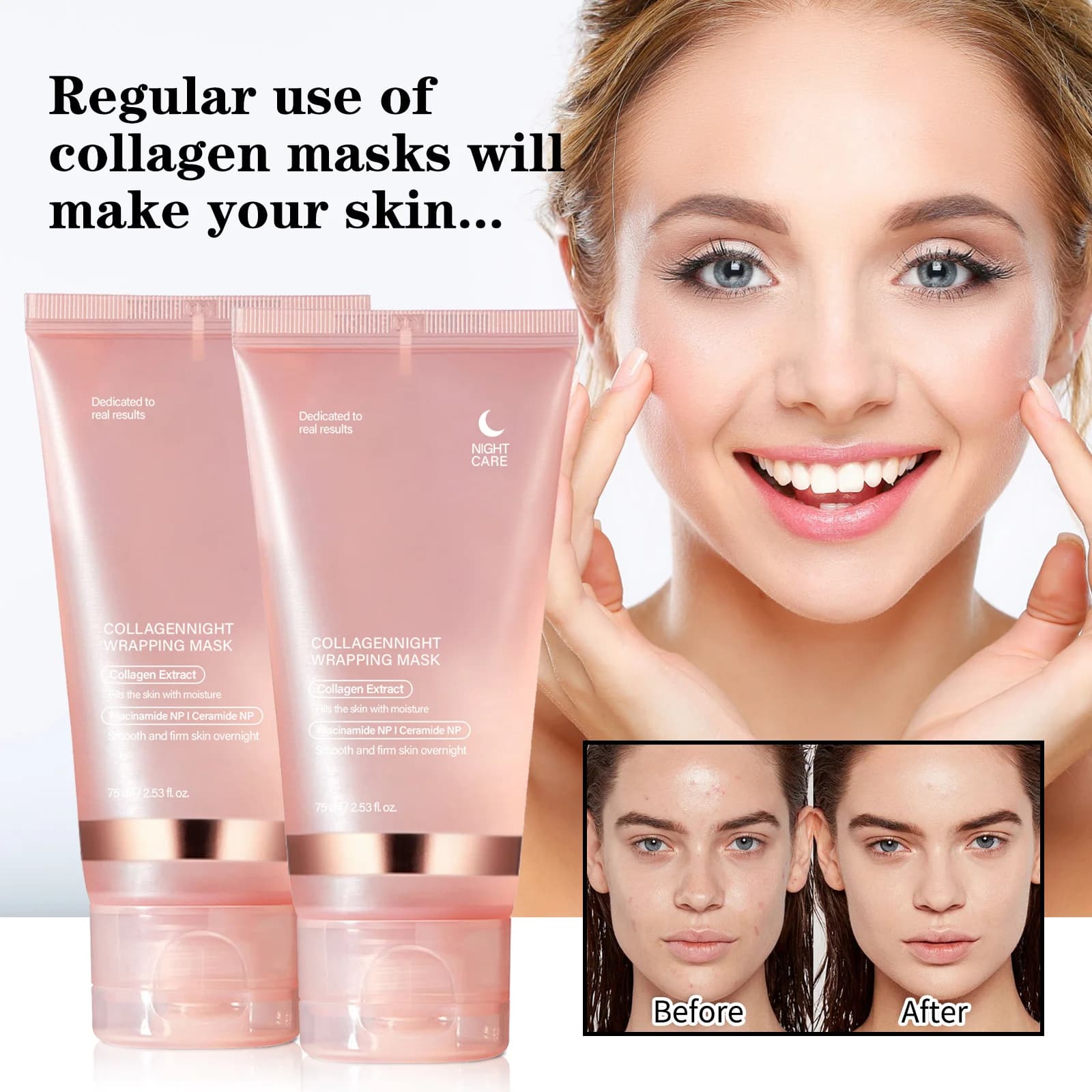 Night Mask at Collagen 75ml - Intended Hydrating Treatment for a Raised, Bright and Hydrated Skin