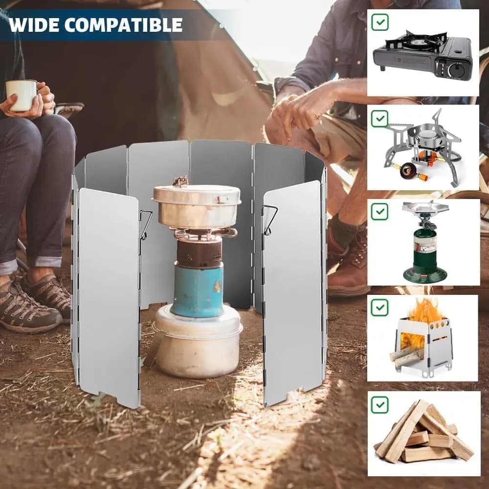 Portatile Ultraleggero Esterno 9 Piastre Pieghevole Vento Shield Fornelli Da Campeggio Parabrezza Pieghevole Fornelli A Gas Deflettori del Vento Stufa