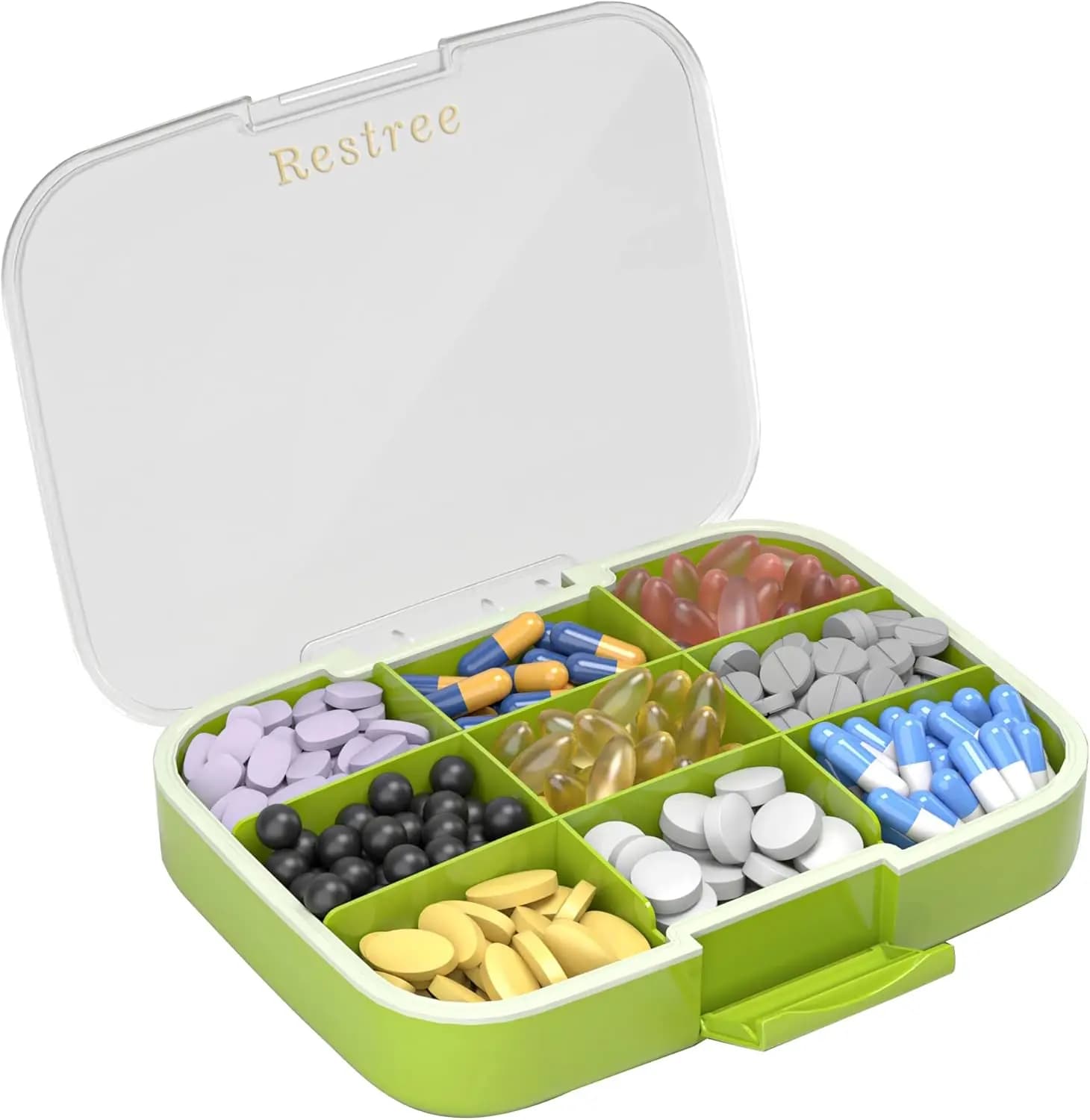 Portapillole da Viaggio Impermeabile, Grande con 9 Scomparti e Divisori Regolabili per Vitamine e Integratori