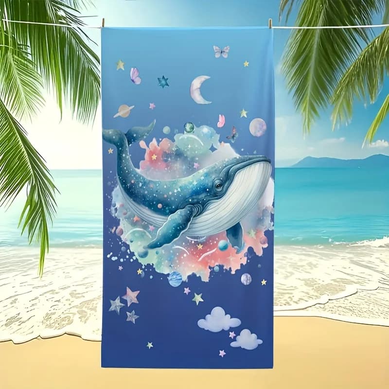 Asciugamano da spiaggia con motivo a forma di balena, adatto per spiaggia, piscina, bagno, viaggi in campeggio, yoga, fitness, asciugamano da spiaggia multiuso