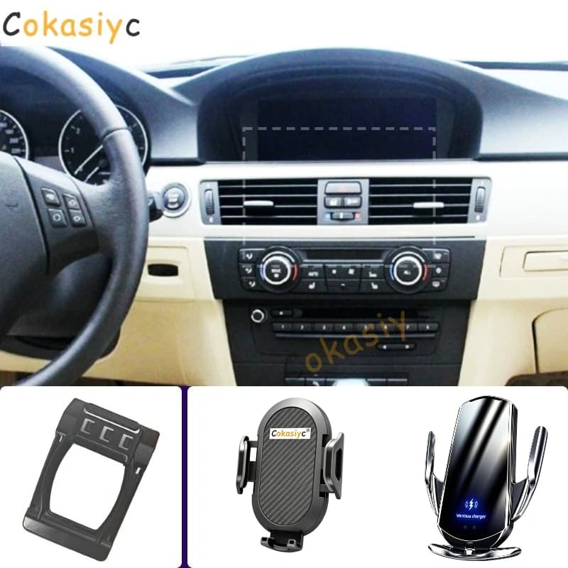 Supporto per telefono da auto per BMW Serie 3 E90 E92 E93 2005 2006 2007-2012, base fissa speciale con ricarica wireless per cellulare
