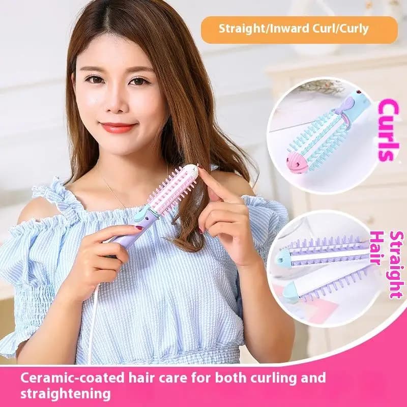 2 in 1 mini iron electric hair curler to iron hair set 220V hot ionic comb to burn proof styler tools for styling of travel hair