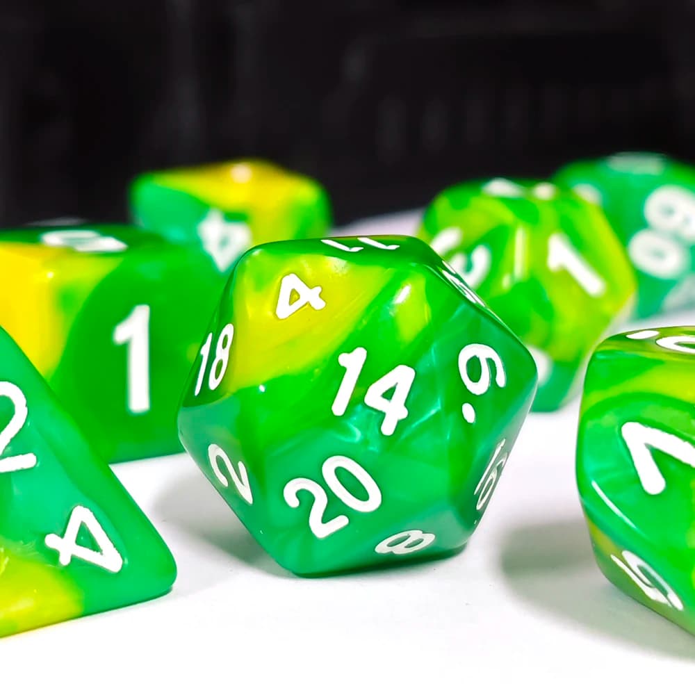 Set di Dadi DND Dungeons and Dragons in Acrilico, 7 Pezzi, Colori Misti, per Giochi da Tavolo e di Ruolo, Dadi Digitali
