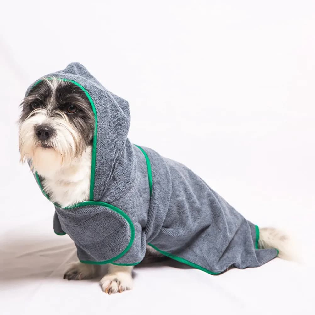 Pet Bathrobe Superfine Fiber Absorbent Thick Warm Puppy Bathrobe Wearable Dog Cat Towel Pet Bath Supply Dog Bath Towel