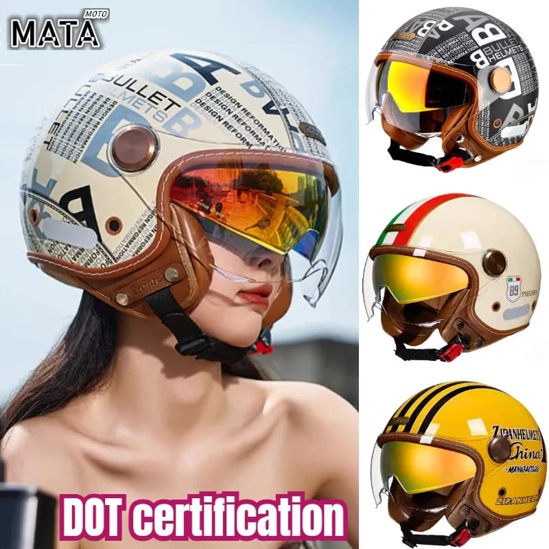 Casco moto Biker 3/4 Casco aperto Retro bici elettrica Scooter ABS Shell Retro Moto Casque Casco Capacete