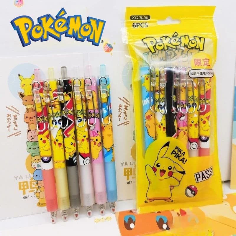 6 pezzi carino Pikachu Anime penne gel Pokemon cartoni animati periferiche materiale scolastico cancelleria Kawaii regali di compleanno per bambini