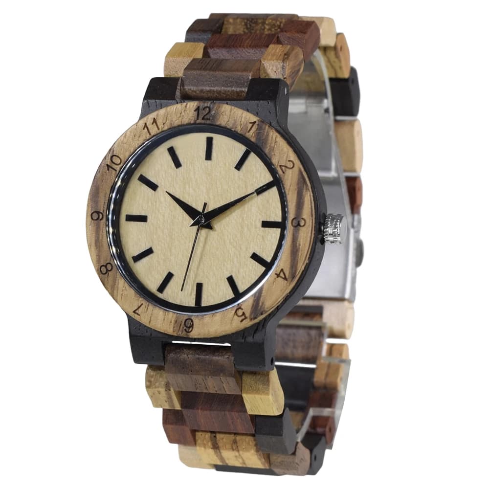 Mixed Tone Wood Watch for Women elegant vintage quartz timepiece natural wood nice daily gift choice
