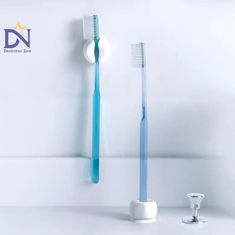 Semplice portaspazzolino in silicone con ventosa, portaoggetti per spazzolino in plastica montato a parete, accessori per il bagno
