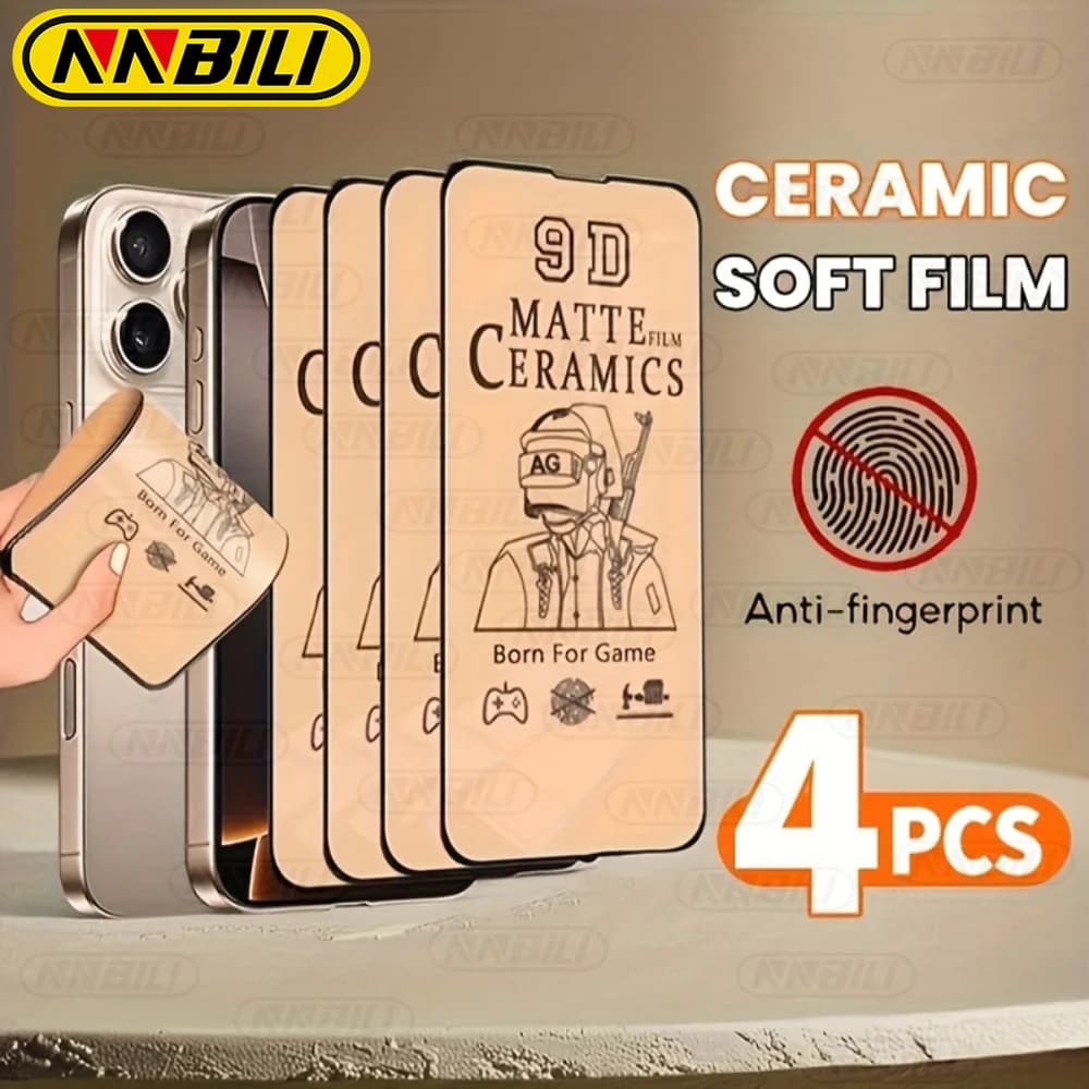 NNBILI 4 Pezzi Pellicole in Ceramica Opaca Adatte per iPhone 17 16 15 14 13 12 11 Pro Max 17e 16e Plus Anti-Impronta Non-Vetro