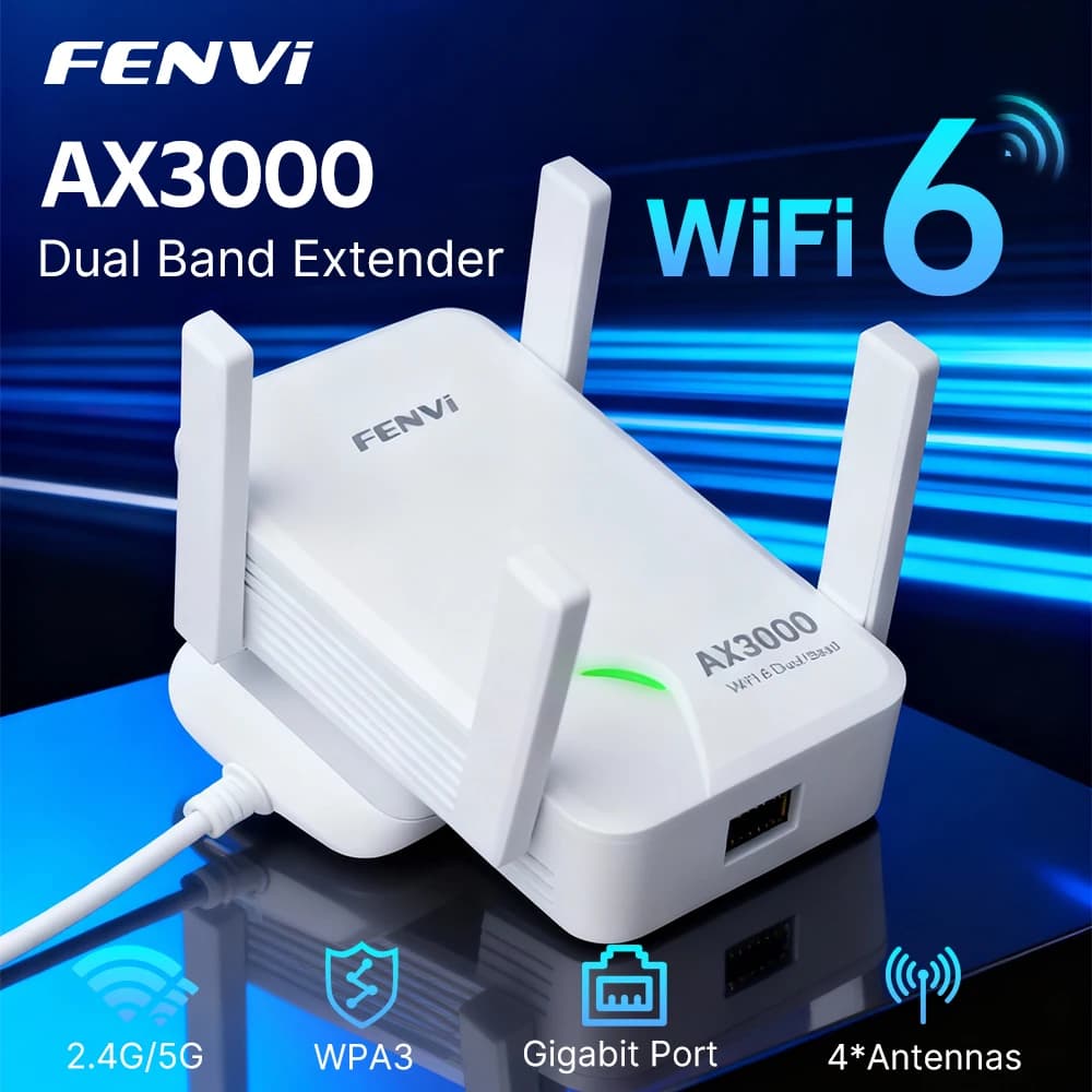 FENVI AX3000 Ripetitore WiFi 6 Dual Band 2.4G/5GHz 802.11AX Gigabit Wireless Extender Wi-Fi 6 Ripetitore di segnale Amplificatore a lungo raggio