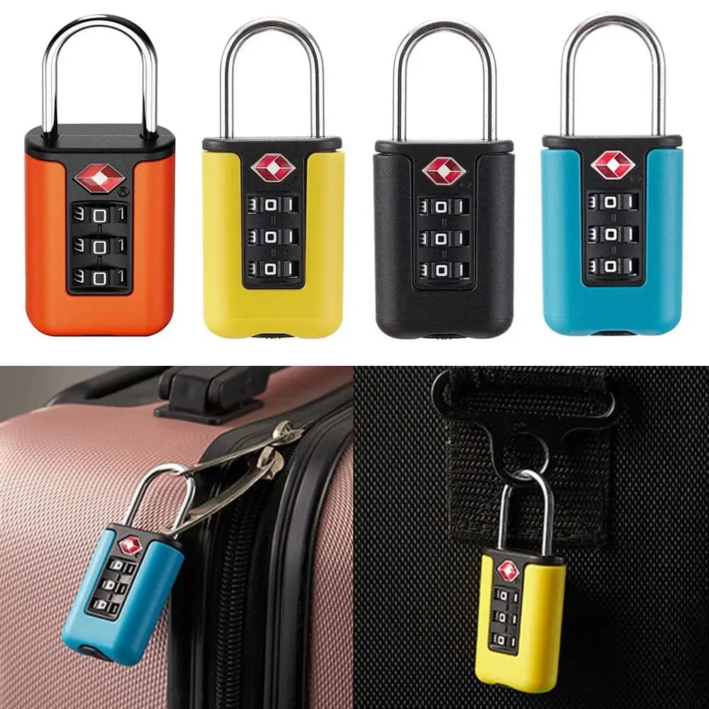 Lucchetto di Sicurezza Portatile da Viaggio con Codice TSA a 3 Cifre, Combinazione a Colori Contrastanti per Valigie