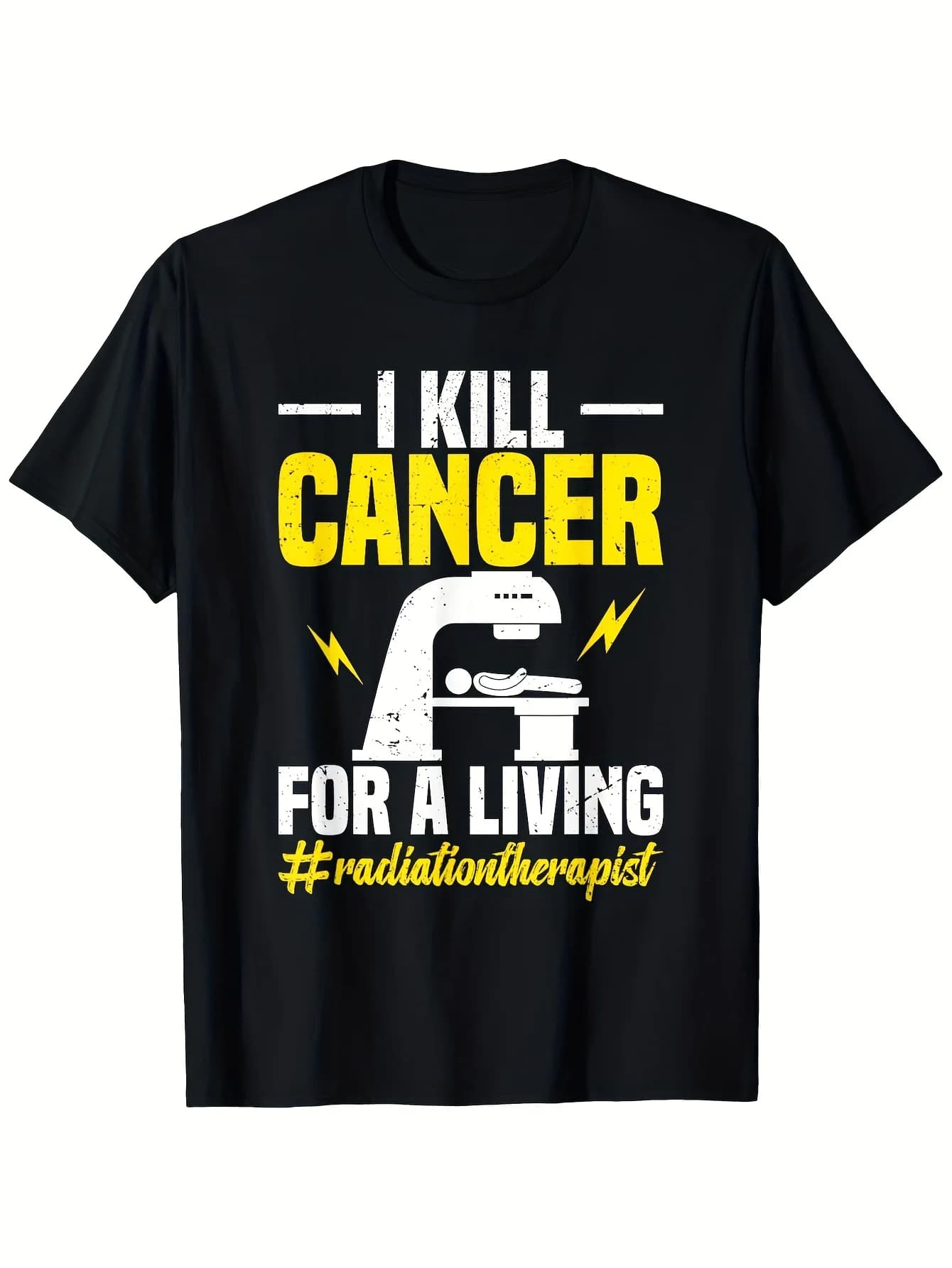 Funny Men's Black Graphic T-Shirt Bold Typography Medical Machine Lightning Distressed Slogan Career Print 100% Cotton Heavyweight Short Sleeve Casual Streetwear Tee