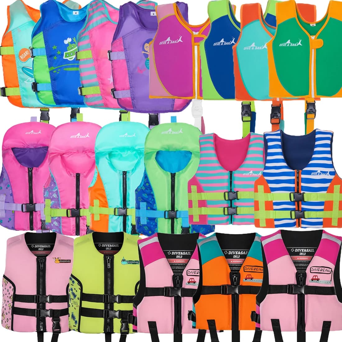 Giubbotto di Salvataggio Universale in Neoprene per Bambini, Ragazzi e Ragazze, per Nuoto, Canottaggio, Sci e Guida